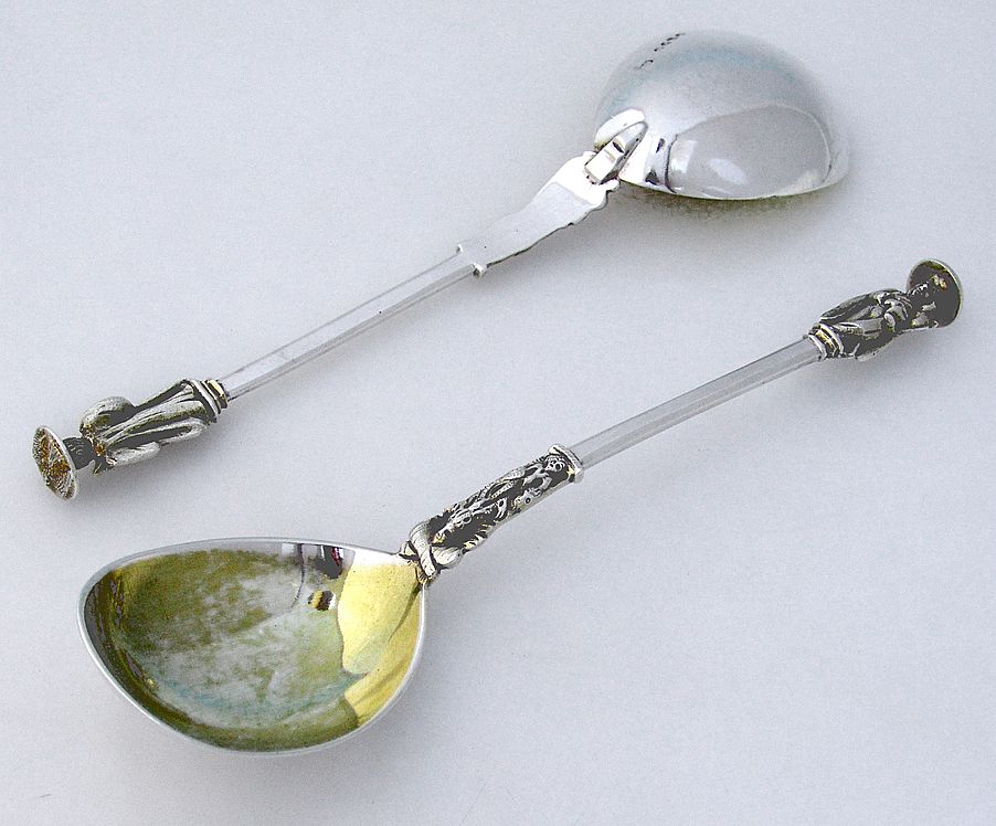 English Sterling Silver 2 Large Apostle Spoons 1883 And 1887 from