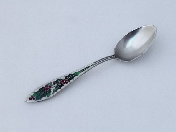 Holly Enamel Teaspoon Sterling Silver No Monograms Holly Enamel Teaspoon Sterling Silver No Monograms