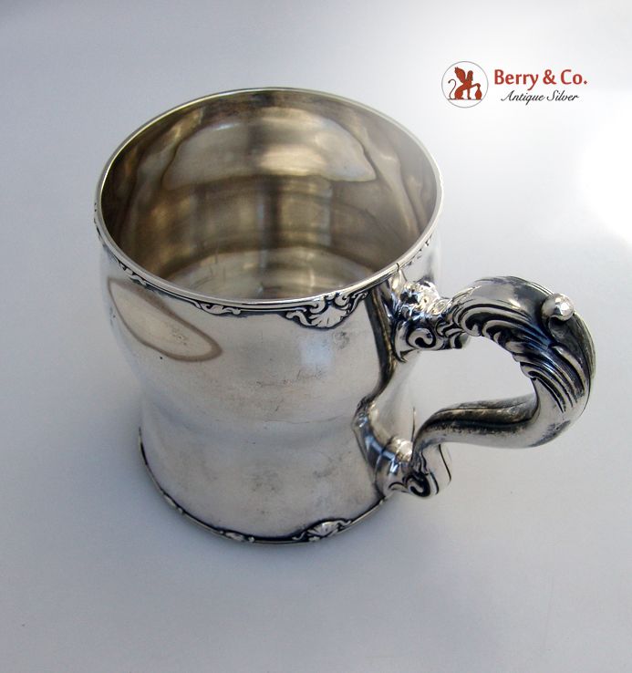Shell Scroll Cup Mug Whiting 1902 Large Sterling Silver Monogram WK 1902 Shell Scroll Cup Mug Whiting 1902 Large Sterling Silver Monogram WK 1902