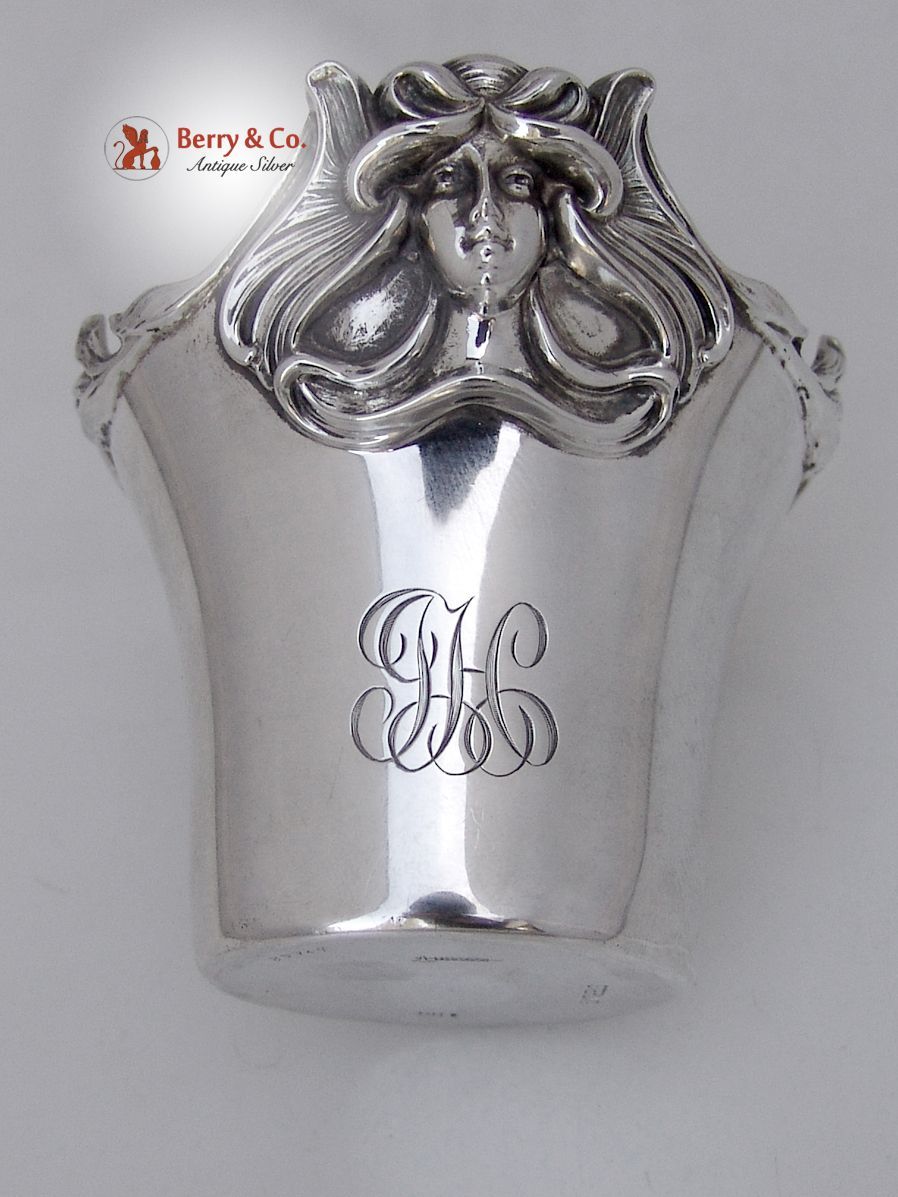 Art Nouveau Figural Lady Q Tip Holder William Kerr Sterling Silver Monogram JH Art Nouveau Figural Lady Q Tip Holder William Kerr Sterling Silver Monogram JH