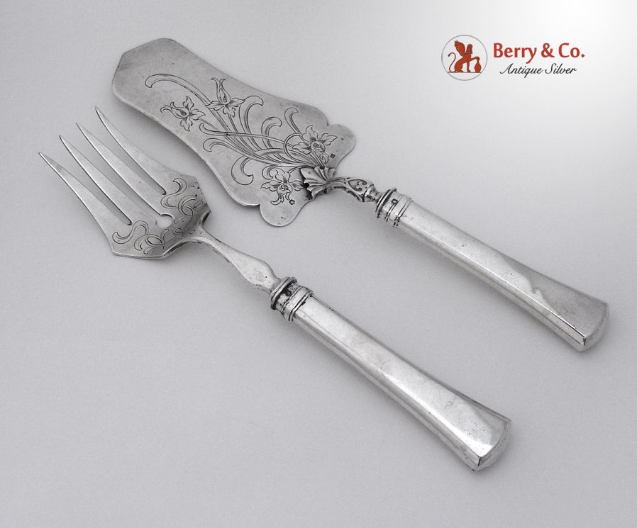Austrian Silver 800 Solid Silver Fish Serving Set 1900 Austrian Silver 800 Solid Silver Fish Serving Set 1900