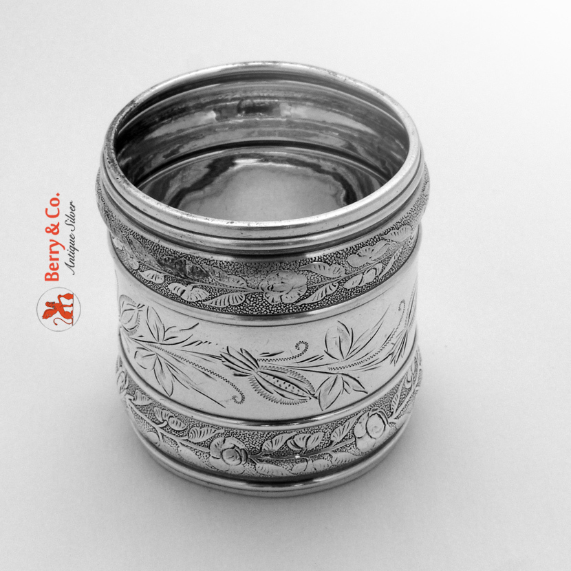 Butterfly Engraved Napkin Ring Sterling Silver Gorham 1880