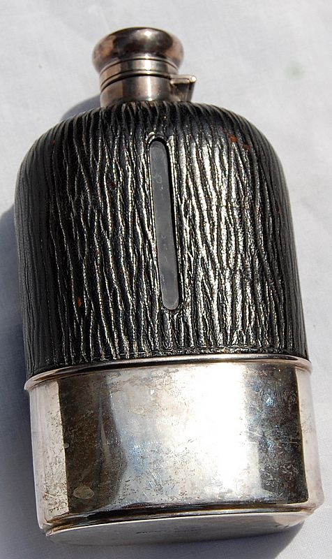 Shreve, Crump & Low Sterling Silver & Leather Flask By Gorham Shreve, Crump & Low Sterling Silver & Leather Flask By Gorham