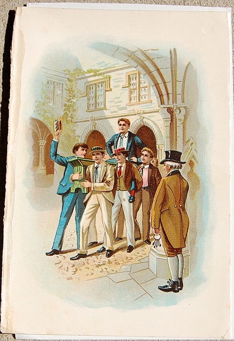 Antique Chromo -Lithograph Print From Tom Brown School Days Antique Chromo -Lithograph Print From Tom Brown School Days