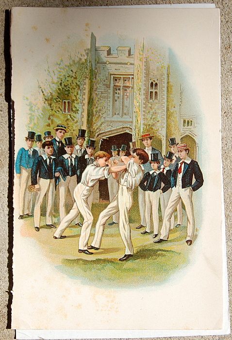 Antique Chromo-Lithograph Print From Tom Brown School Days Antique Chromo-Lithograph Print From Tom Brown School Days