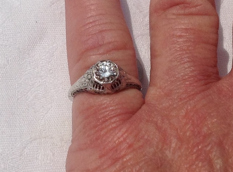 Classic Art Deco Belais Brothers 18K White Gold Diamond Filigree Engagement Ring Classic Art Deco Belais Brothers 18K White Gold Diamond Filigree Engagement Ring