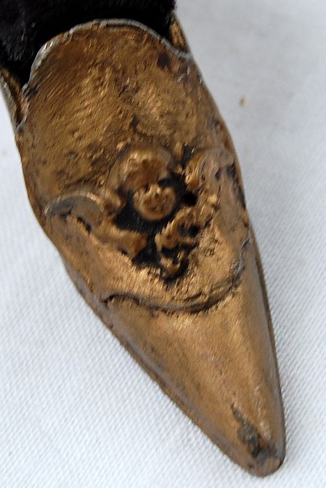 Victorian Figural Shoe Pin Cushion With Cherub Victorian Figural Shoe Pin Cushion With Cherub