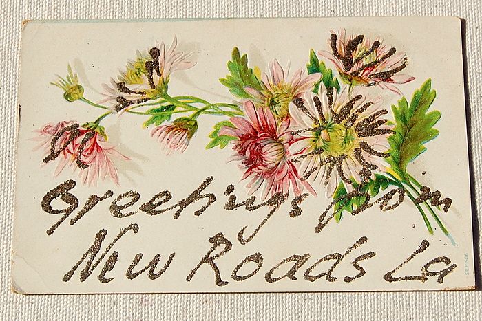 Vintage Embossed Glitter Postcard New Roads Louisiana Vintage Embossed Glitter Postcard New Roads Louisiana