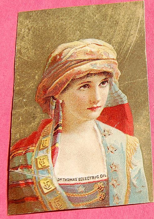 Victorian Color Lithograph Trade Card Dr. Thomas' Eclectric Oil Victorian Color Lithograph Trade Card Dr. Thomas' Eclectric Oil