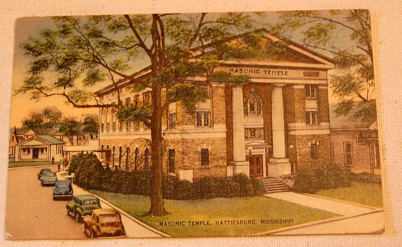 1951 Vintage Postcard Masonic Temple Hattiesburg Mississippi 1951 Vintage Postcard Masonic Temple Hattiesburg Mississippi