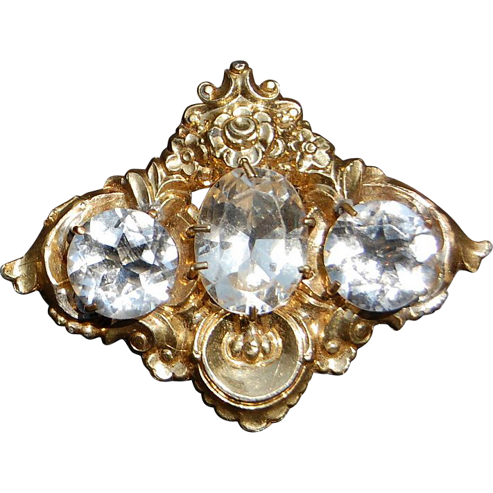 Early Victorian Silver Gilt Paste Brooch Early Victorian Silver Gilt Paste Brooch