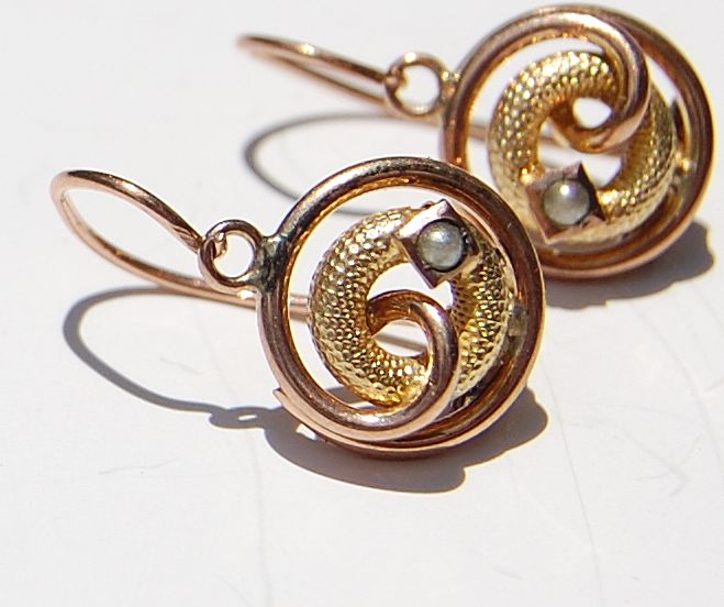 Dainty Antique Victorian Gold Seed Pearl Earring Dainty Antique Victorian Gold Seed Pearl Earring
