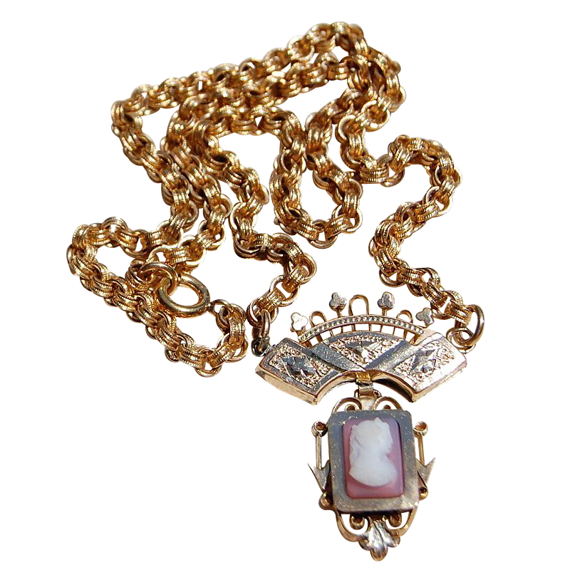 Victorian Gold Filled Cameo Necklace Victorian Gold Filled Cameo Necklace