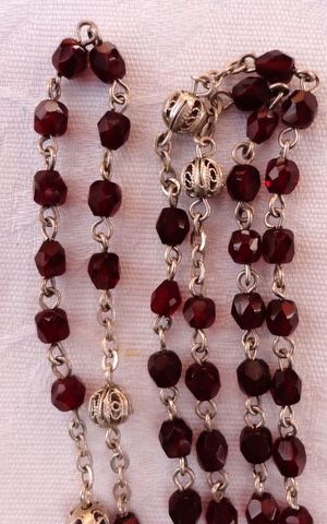 Dainty Vintage Filigree Sterling Silver Ruby Red Rosary Dainty Vintage Filigree Sterling Silver Ruby Red Rosary