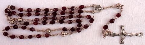 Dainty Vintage Filigree Sterling Silver Ruby Red Rosary Dainty Vintage Filigree Sterling Silver Ruby Red Rosary