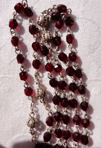 Dainty Vintage Filigree Sterling Silver Ruby Red Rosary Dainty Vintage Filigree Sterling Silver Ruby Red Rosary