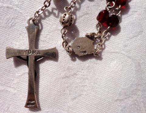 Dainty Vintage Filigree Sterling Silver Ruby Red Rosary Dainty Vintage Filigree Sterling Silver Ruby Red Rosary
