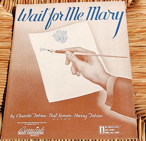 1942 Vintage Sheet Music Wait For Me Mary 1942 Vintage Sheet Music Wait For Me Mary