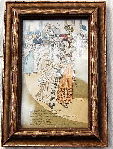 Vintage Framed Kate Greenway Illustration From Mother Goose Vintage Framed Kate Greenway Illustration From Mother Goose