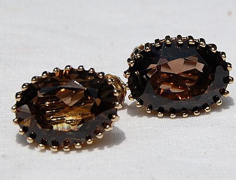 Vintage Vermeil Smokey Quartz Earrings Vintage Vermeil Smokey Quartz Earrings
