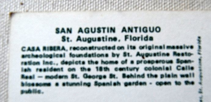 Vintage Post Card San Agustin Antiguo St. Augustine Florida Vintage Post Card San Agustin Antiguo St. Augustine Florida