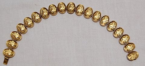 Edwardian Gold Filled Flexible Portrait Link Bracelet Edwardian Gold Filled Flexible Portrait Link Bracelet