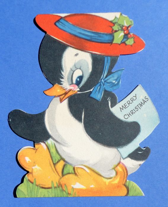 Vintage Gibson Penguin Christmas Card Vintage Gibson Penguin Christmas Card