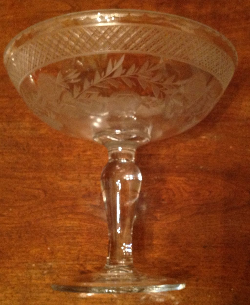 Vintage Etched Glass Footed Compote Vintage Etched Glass Footed Compote