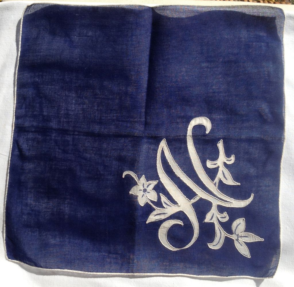 Vintage Navy Blue Ladies Hankerchief Vintage Navy Blue Ladies Hankerchief