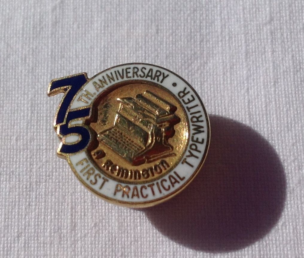 Vintage 75th Anniversary Remington Typewriter 10K Gold Filled Lapel Pin Vintage 75th Anniversary Remington Typewriter 10K Gold Filled Lapel Pin