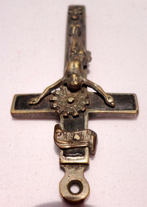 Early 1900'S Vintage Metal & Ebony Crucifix Early 1900'S Vintage Metal & Ebony Crucifix