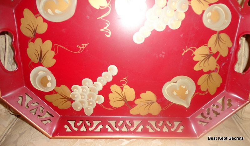 Vintage Red Tole Tray Vintage Red Tole Tray
