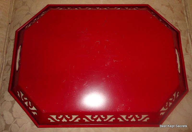 Vintage Red Tole Tray Vintage Red Tole Tray