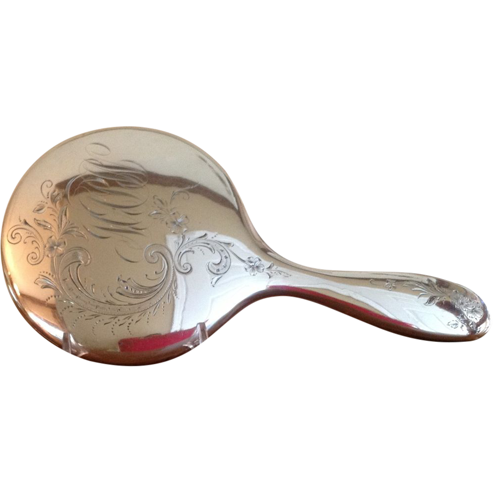Vintage Sterling SIlver Beveled Glass Dresser Hand Mirror Vintage Sterling SIlver Beveled Glass Dresser Hand Mirror