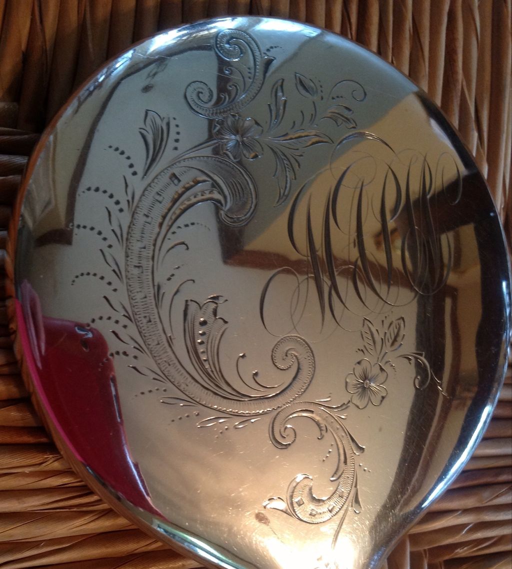 Vintage Sterling SIlver Beveled Glass Dresser Hand Mirror Vintage Sterling SIlver Beveled Glass Dresser Hand Mirror