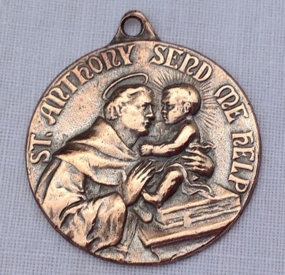 Large Vintage Bronze St. Anthony Medal Large Vintage Bronze St. Anthony Medal