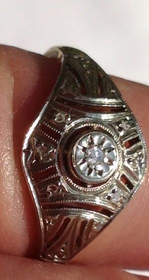 Lovely French 18K Gold Art Deco Diamond Ring Lovely French 18K Gold Art Deco Diamond Ring