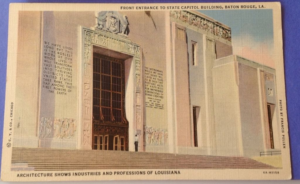 Vintage Louisiana State Capital Building Baton Rouge Post Card Vintage Louisiana State Capital Building Baton Rouge Post Card