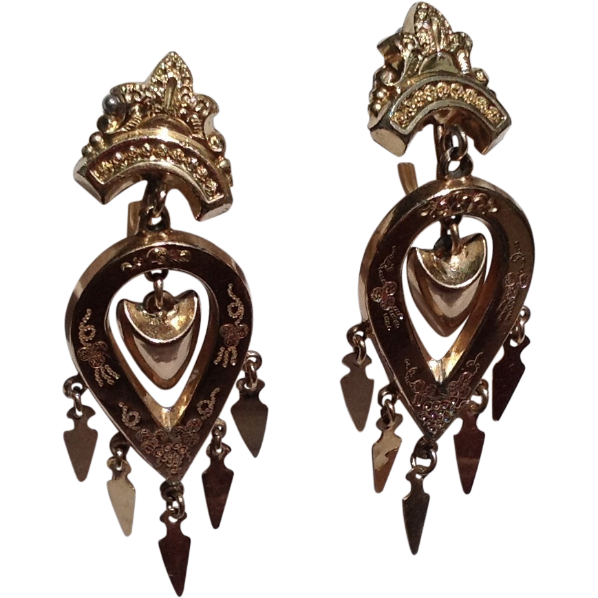 Victorian Gold Filled Dangle Earrings Victorian Gold Filled Dangle Earrings
