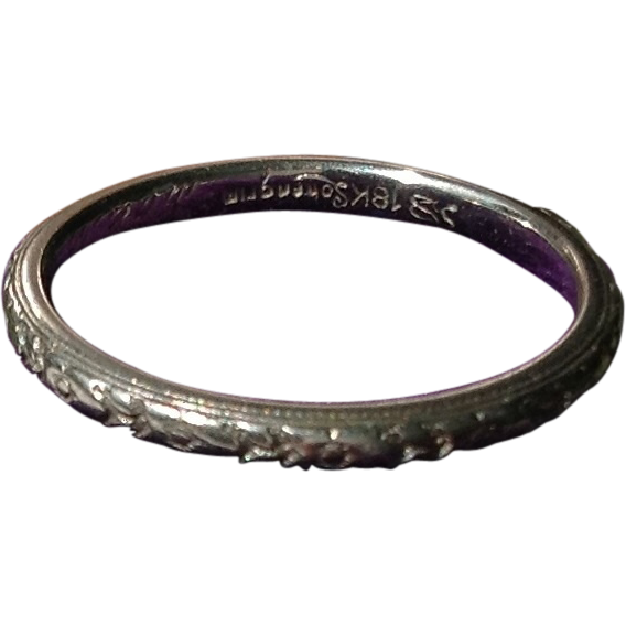 Vintage 18K White Gold Eternity Wedding Ring Band Vintage 18K White Gold Eternity Wedding Ring Band