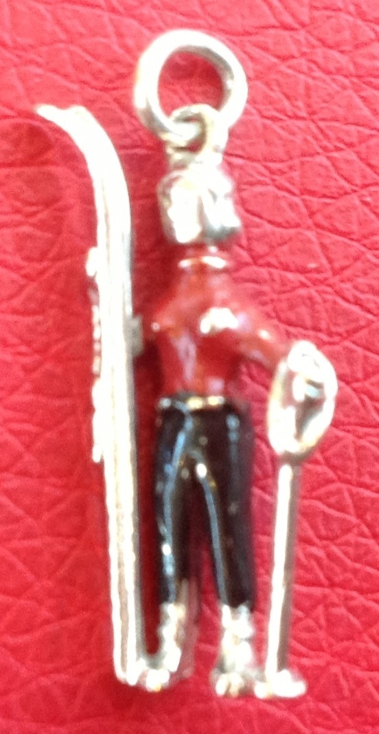 Rare Vintage Sterling Silver Enamel 3D Snow Skier Charm Rare Vintage Sterling Silver Enamel 3D Snow Skier Charm