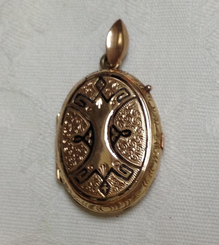 Victorian Hand Chased Rose Gold Filled Black Enamel Mourning Locket Victorian Hand Chased Rose Gold Filled Black Enamel Mourning Locket
