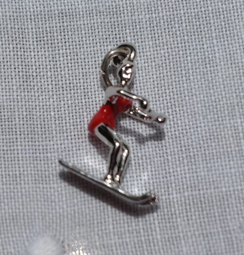 Vintage Sterling Silver Enamel Lady Water Skier Charm Vintage Sterling Silver Enamel Lady Water Skier Charm