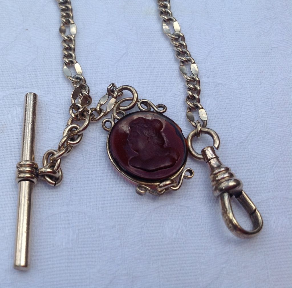 Victorian Gold Filled Fancy Link Watch Chain & Intaglio Fob Victorian Gold Filled Fancy Link Watch Chain & Intaglio Fob