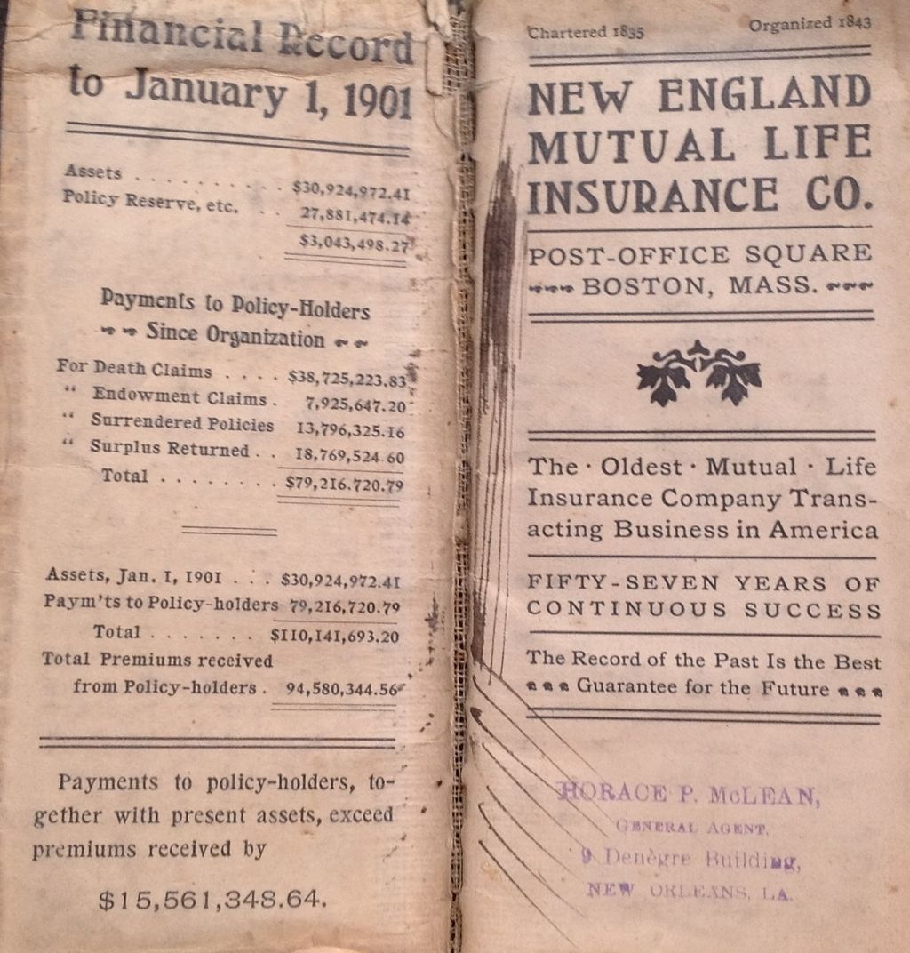 1901 New England Mutual Life Insurance Co. Leather Book 1901 New England Mutual Life Insurance Co. Leather Book