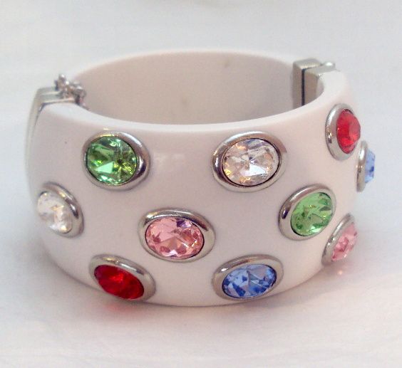 Wide Plastic, Colorful Crystal Cuff Bracelet Wide Plastic, Colorful Crystal Cuff Bracelet