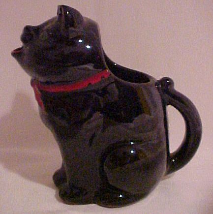 Vintage Signed Shafford Redware Black Cat Creamer Cream Pitcher Vintage Signed Shafford Redware Black Cat Creamer Cream Pitcher