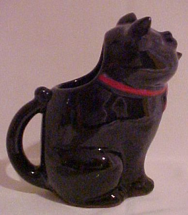 Vintage Signed Shafford Redware Black Cat Creamer Cream Pitcher Vintage Signed Shafford Redware Black Cat Creamer Cream Pitcher