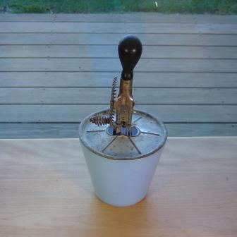 Jeannette: Delphite Egg Beater Bowl with Mixer Jeannette: Delphite Egg Beater Bowl with Mixer