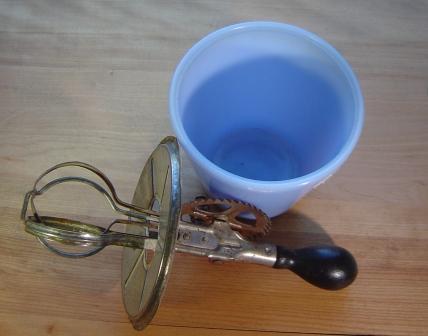 Jeannette: Delphite Egg Beater Bowl with Mixer Jeannette: Delphite Egg Beater Bowl with Mixer